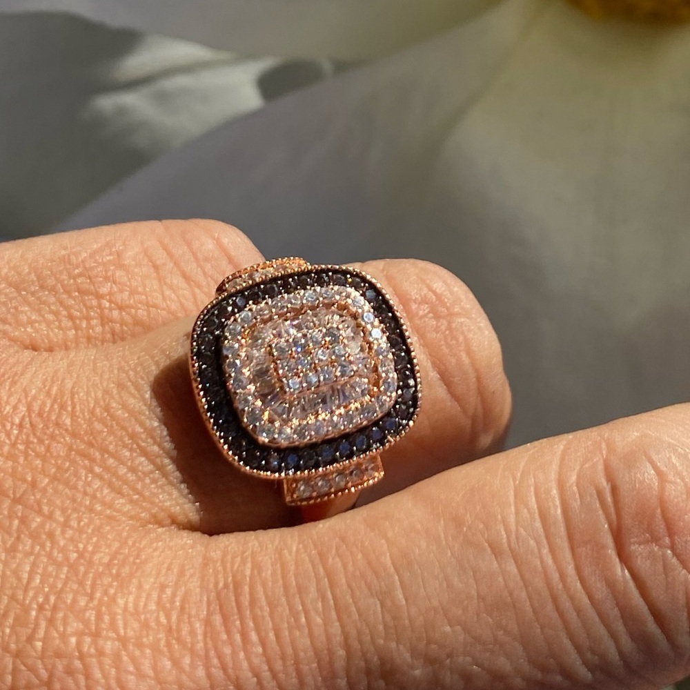 Rose Gold Over Solid Sterling Silver Twotone Cz R… - image 1